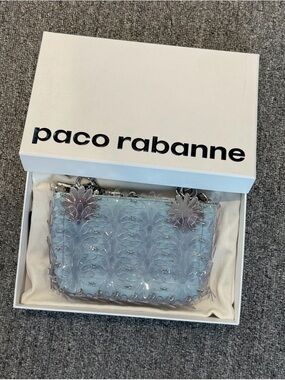 🚩steal Paco Rabanne Light Blue Mini Floral-Appliqué Shoulder Bag